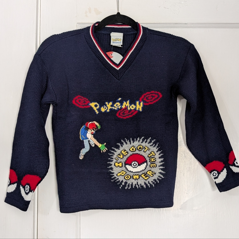 Vintage 90s Pokémon “I’ve Got The Power” Knit Sweater NWT Youth Medium